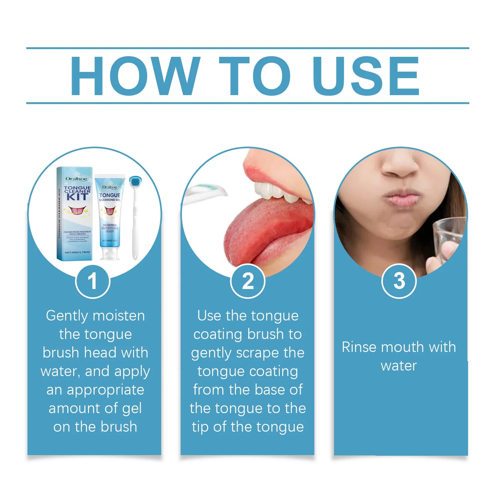 Oralhoe Tongue Scraper Kit with Brush & Cleaning Gel | Fresh Breath