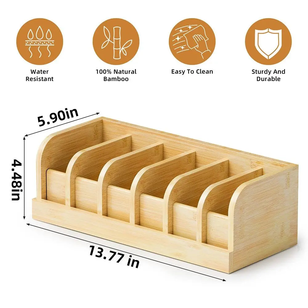 Bamboo Belt Organizer – 6-Compartment Eco-Friendly Storage Box