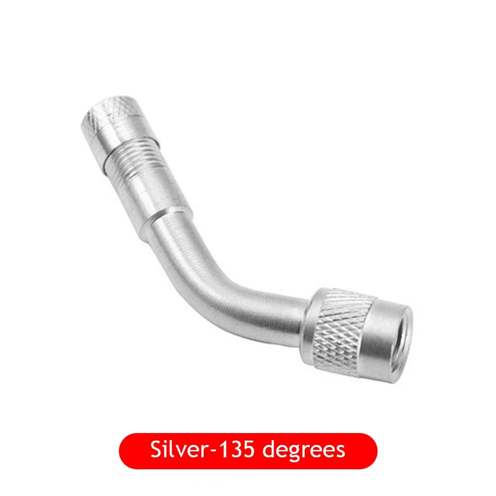 Motorcycle 45 90 135 Degree Angle Bent Valve Adaptor Tyre Tube Valve Extension Adapter for Truck Car Moto Bike Motorcycle Oasis Select 135 degree-Silver