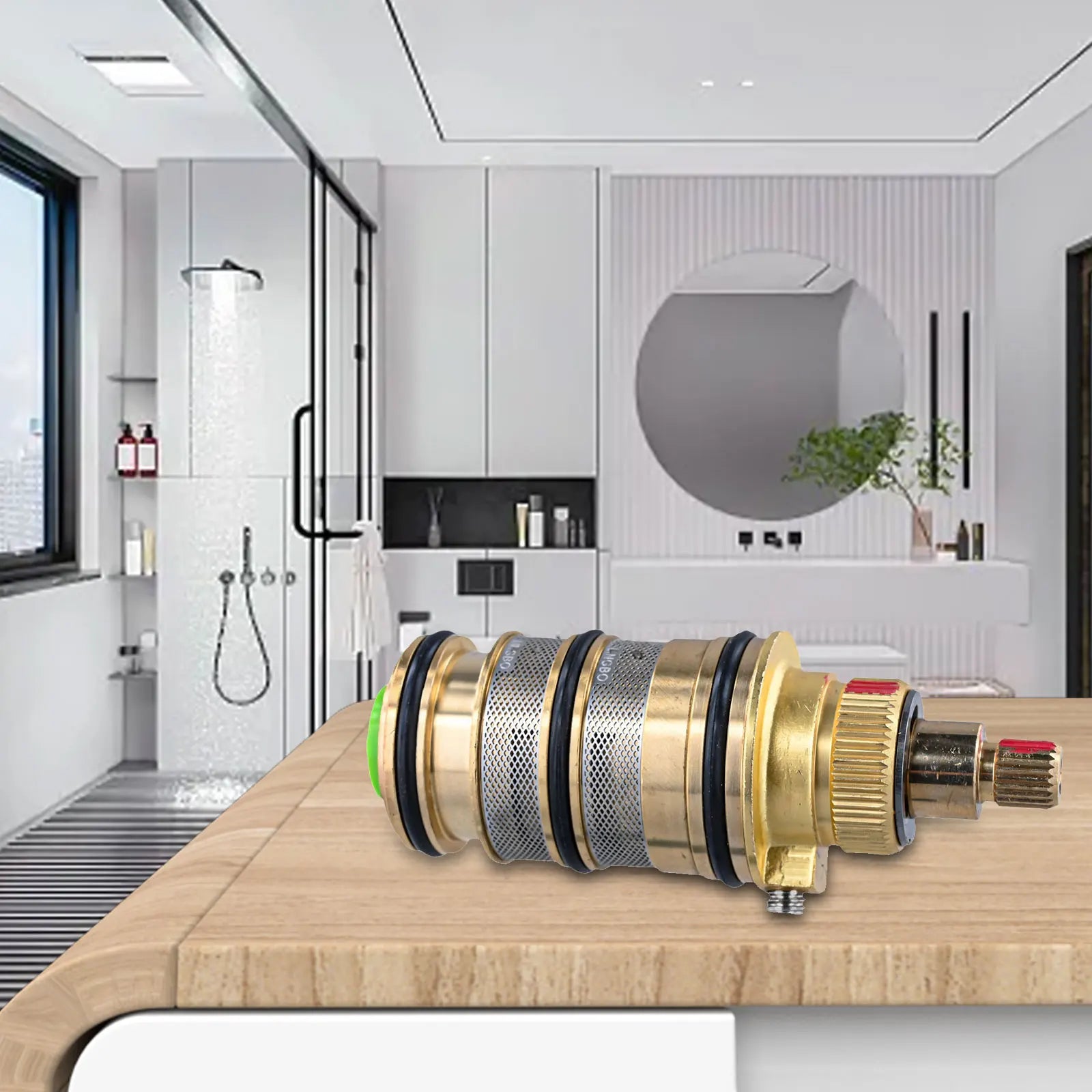 Exceptional Quality Thermostatic Valve Faucet Built-in Thermostats Safety Override Knob Solid Brass Construction Oasis Select