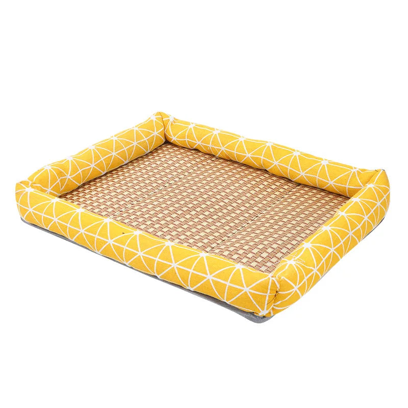 Pet Ice Mat, All-season Dog House Mat, Anti-slip and Wear-resistant Linen Square Dog House Mat, Rattan Mat Oasis Select