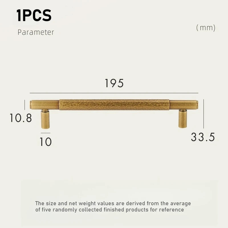 Solid Brass Furniture Handmade Hammer Patterned Wardrobe Door Vintage Light Luxury Cabinet Door Drawer Hardware Handle Oasis Select 1PCS Yellow BronzeXL