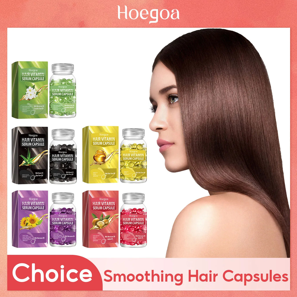 Smooth Hair Vitamin Capsule Repairing Frizzy Dry Improve Split Hair Restore Soft Shiny Moroccan Nourishing Hair Care Essence Oasis Select