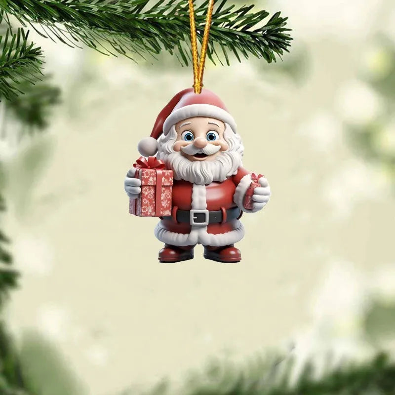 2D Santa Claus Acrylic Christmas Tree Hanging Ornament | 8cm