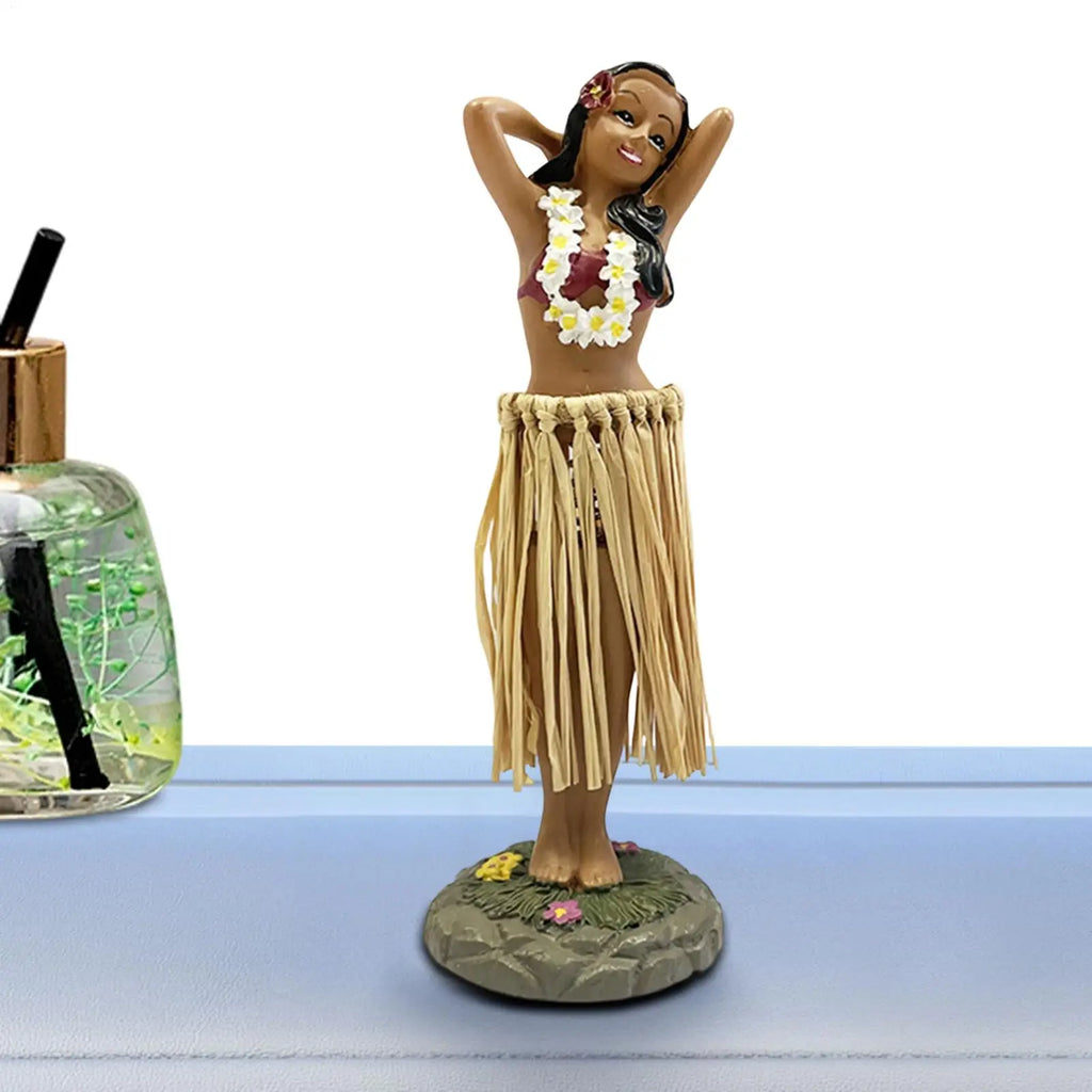 Hawaiian Dancing Girl Posing Dancer Decorations Resin Craft Dashboard Bobblehead Doll Souvenir Ornaments Home Car Decor Oasis Select