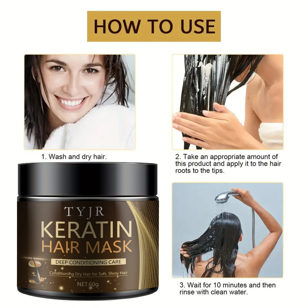 Keratin Hair Mask Deep Repair Treatment – All Hair Types 60g Keratin Hair Mask Oasis Select