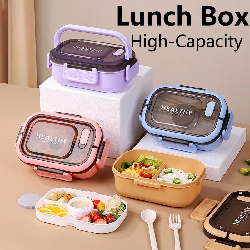 Lunch Box Multi-function 3 Grid Fruit Cartoon Sealed Sauce Salad Dressing Box for Kids Bento Loncheras Picnic Snacks Organizer Oasis Select
