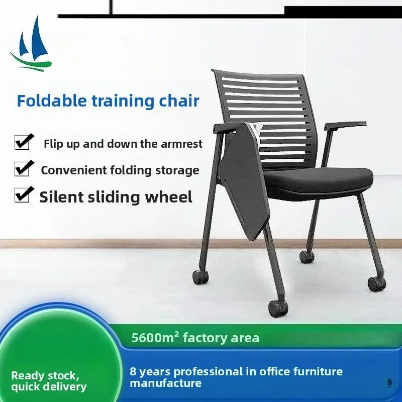 Office Staff Training Chair with Writing Board Wheels Office Chair Conference Chair Movable Folding Computer Chair Oasis Select