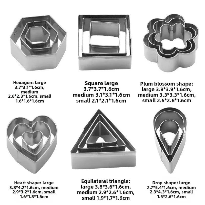 Stainless Steel Mini Cookie Mold Heart Pentagram Water Drop Cookie Cake Sugar Flipping and Fruit Cutting Artifact Oasis Select