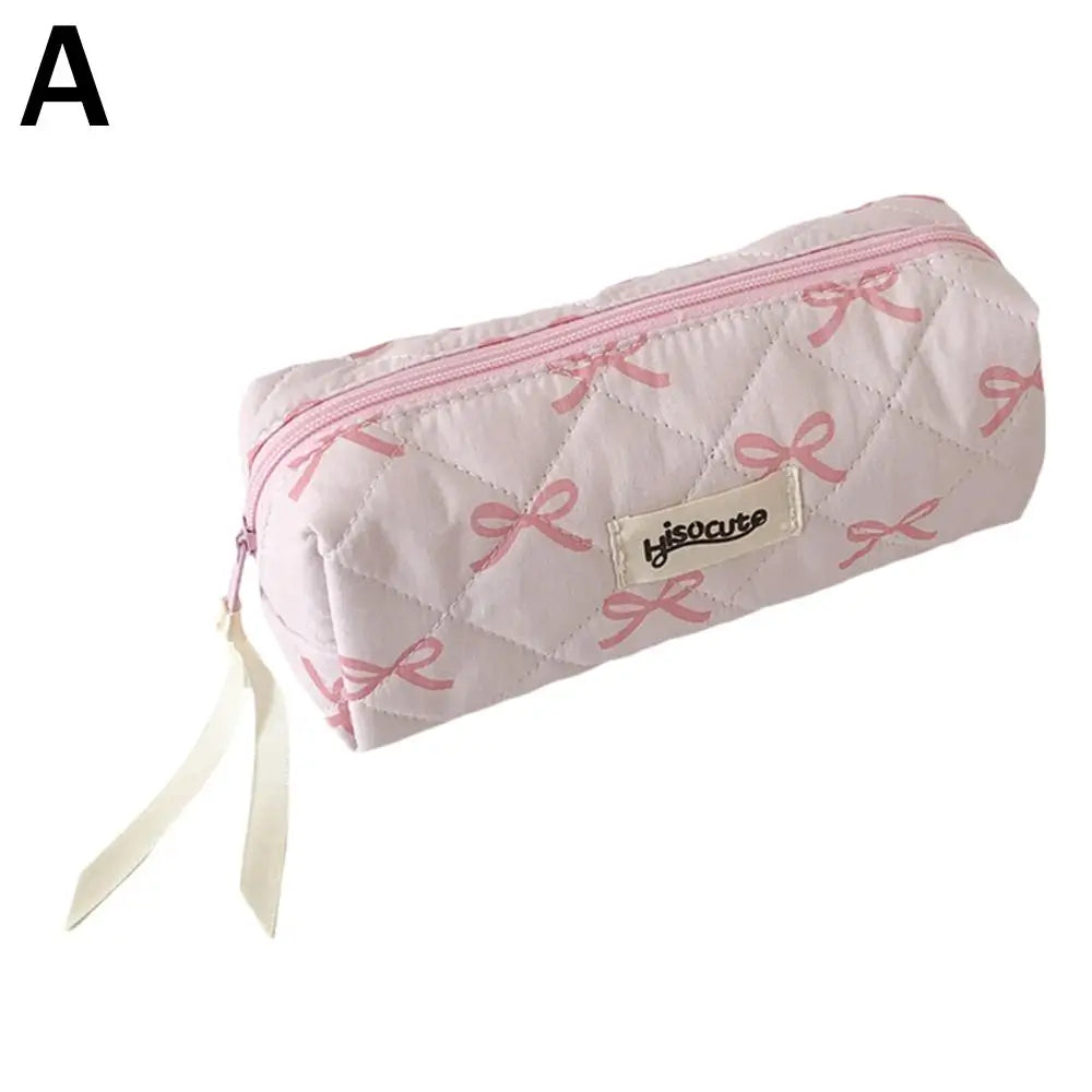 Cute Bow Pencil Case – Large Capacity Pink Stationery Bag