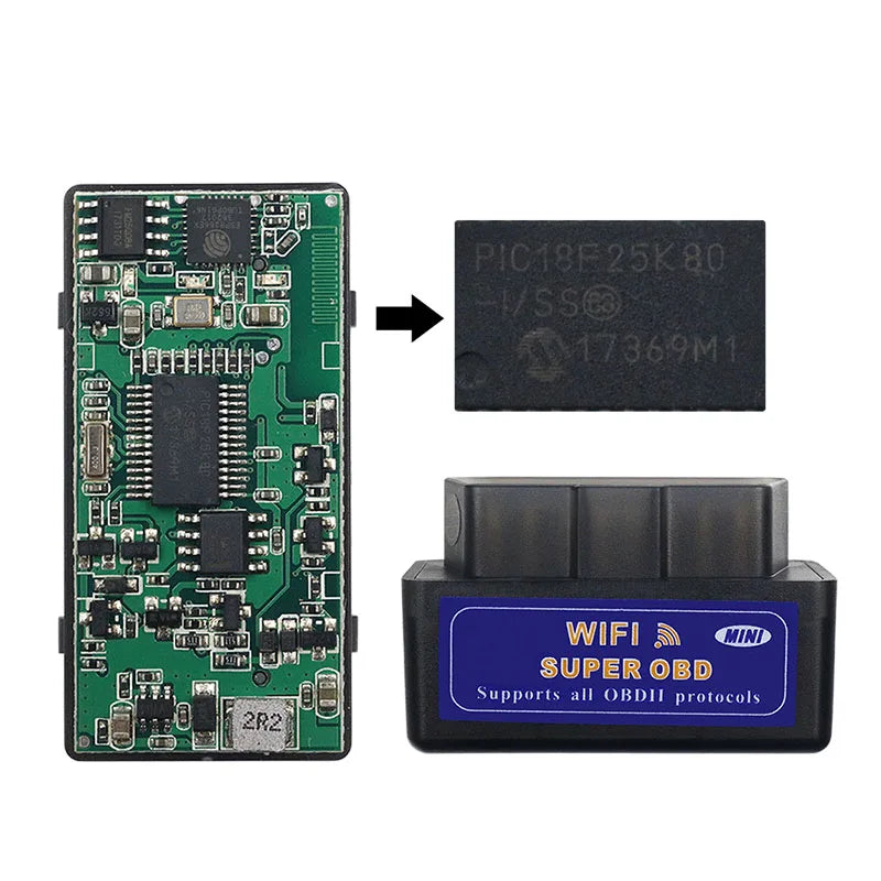 ELM327 V1.5 Bluetooth OBD2 Scanner – PIC18F25K80 Dual PCB OBD2 Diagnostic Scanner Oasis Select WIFI V1.5 1PCB Black