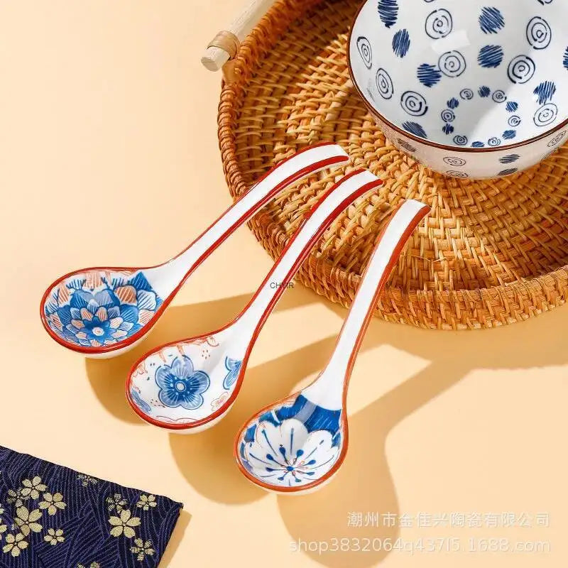 Japanese Ceramic Soup Spoon Everyday Ceramic Soup And Ramen Spoon With Long Handle Kitchen Tablewear Oasis Select