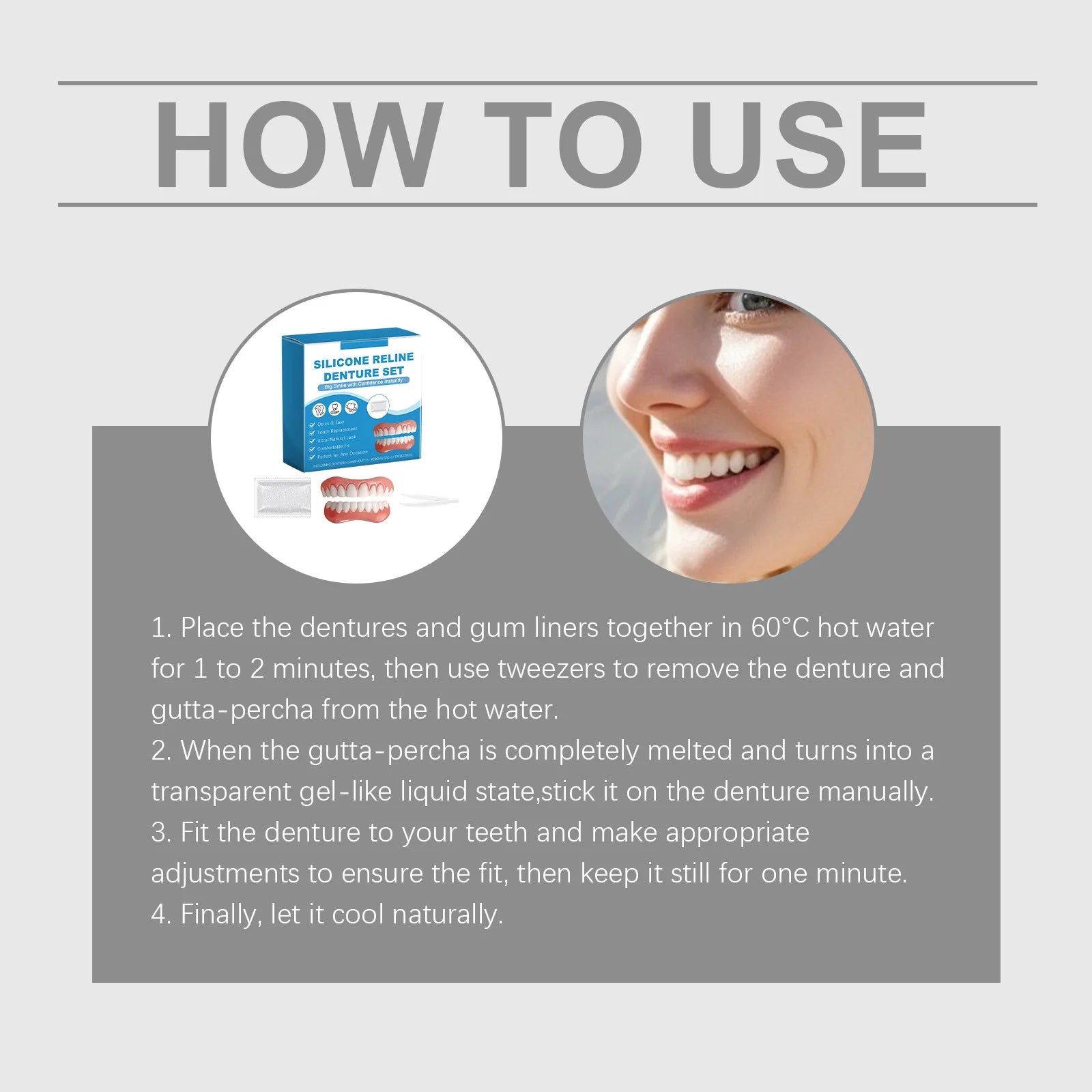 Silicone Reline Denture Set Perfect Fit Oral Repair Missing Broken Tooth High Durable Natural Appearance Portable Fake Teeth Kit Oasis Select