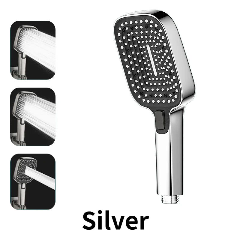 3 Mode Adjustable Shower Head Rainfall Shower Large Flow Showerhead High Pressure Water Saving Shower Mixer Bathroom Accessories Oasis Select Silver