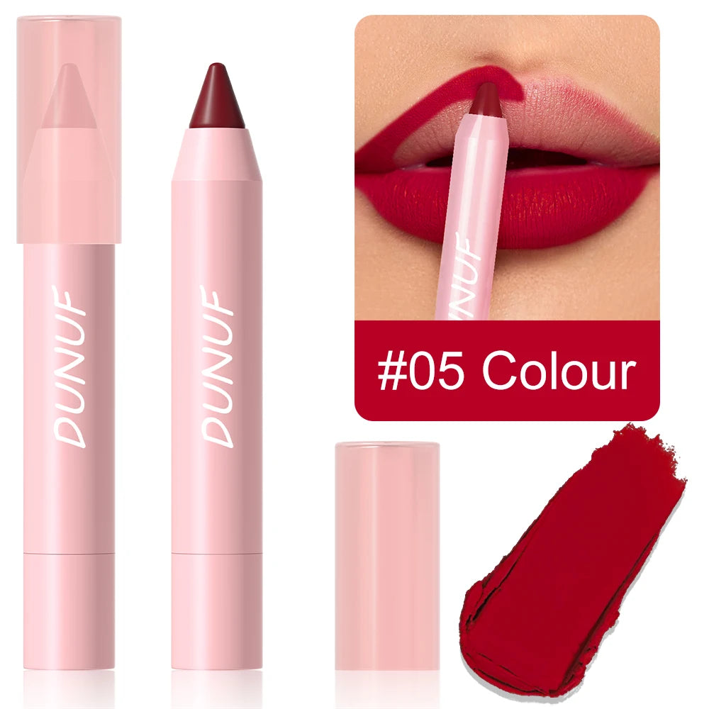 DUNUF 1 Pcs Matte Lip Liner Velvet Lip Gloss Waterproof Long-Lasting Easy to Color Music Festival Ready Lip Makeup for Lipstick Oasis Select 05 Full Size