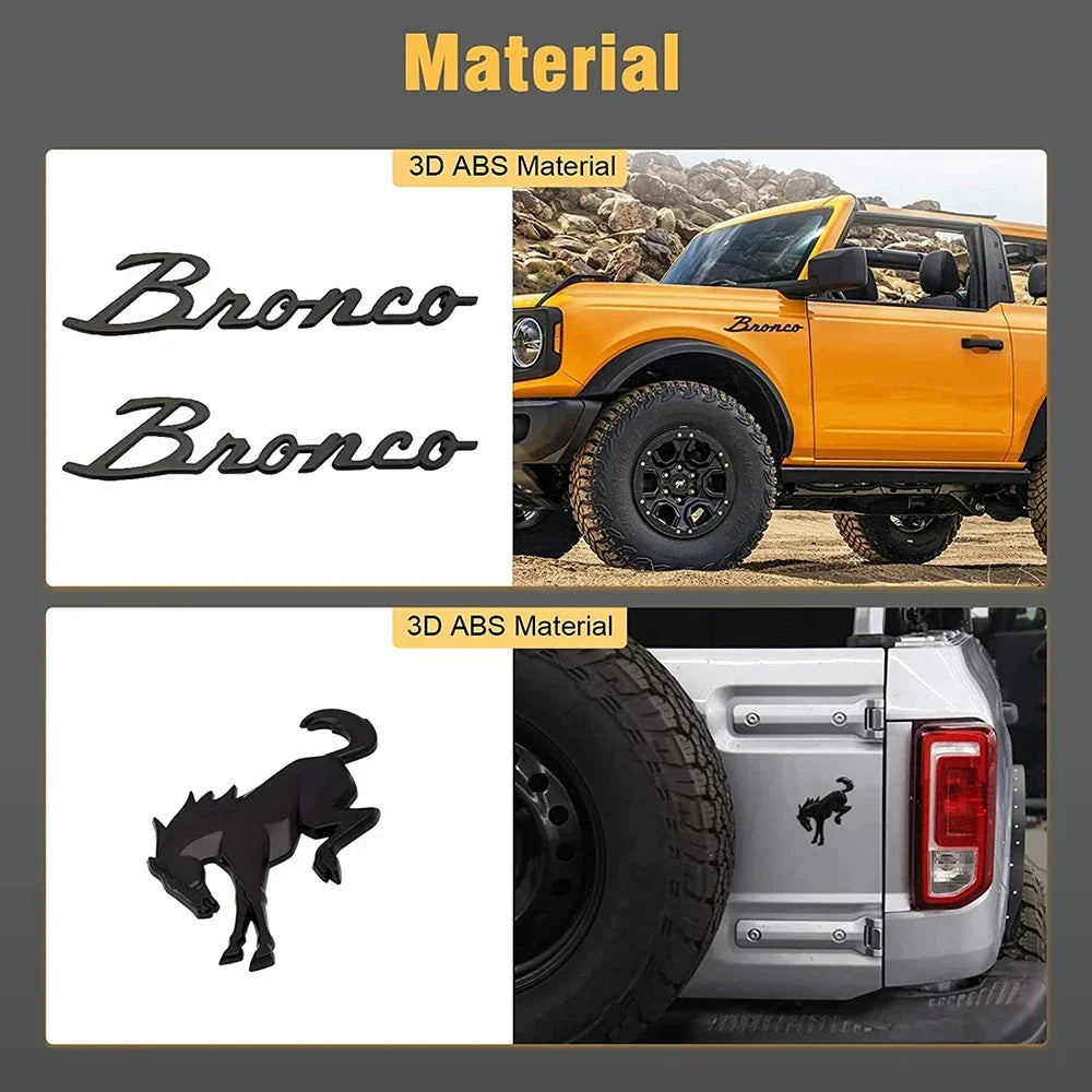 3D Decals Emblems for Bronco Fender Sticker Tail Label Letters Badge for Ford Bronco 2021 2022 2023 Bronco Sport Accessories Oasis Select