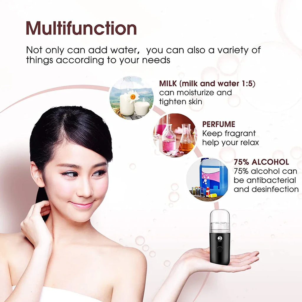 30ml Mini Humidifier Portable Rechargeable Small Facial Steamer Wireless Nano Personal Face Hydrat Sprayer Cool Mist Maker Oasis Select