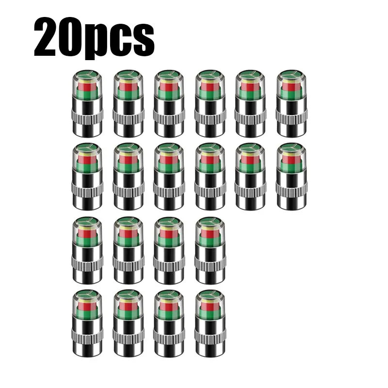 4/8/12/24pcs Bar Car Tire Pressure Guage Cap Sensor Indicator Alert Monitoring Tool Tyre Cap Indicator Alert Air Pressure Gauge Oasis Select 20pcs
