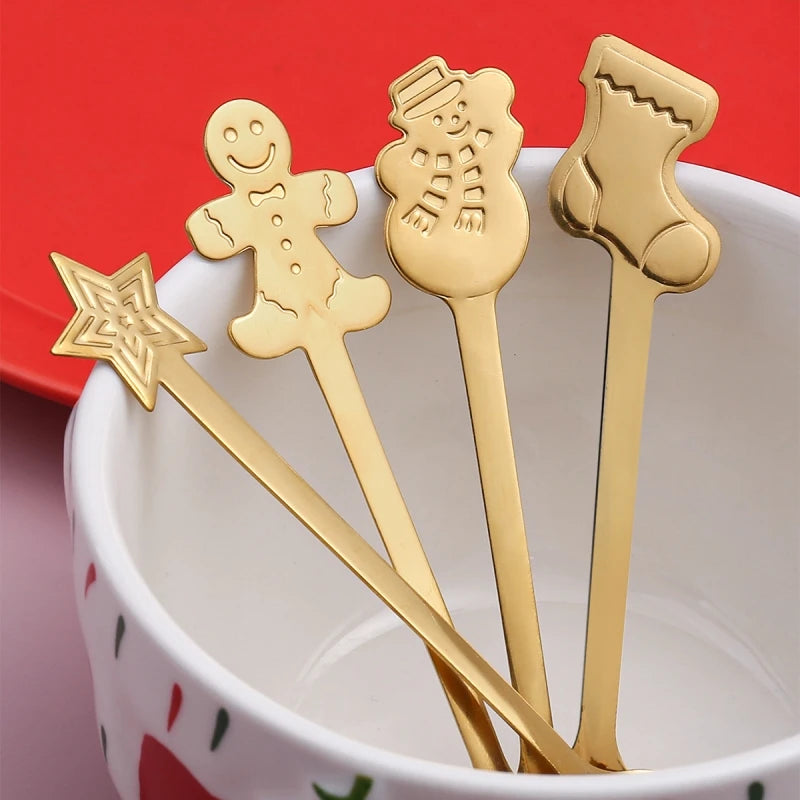 Christmas Gifts Coffee Spoons Stainless Steel Nordic style Dessert Spoon Tableware Kitchen Accessories New Year Gift Decorations Oasis Select