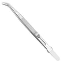 16CM Professional High Precision Stainless Steel Jewelry Tweezers Sandblasting DIY Diamond Gem Jewelry Jeweler's Slotted Buckle Oasis Select Elbow