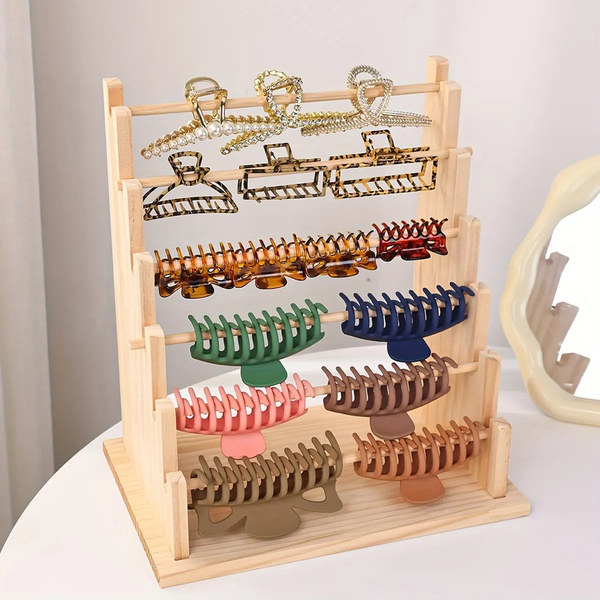 Vintage wooden bracelet storage rack, stepped bead display rack, jewelry storage rack, watch hair clip and headband display rack Oasis Select
