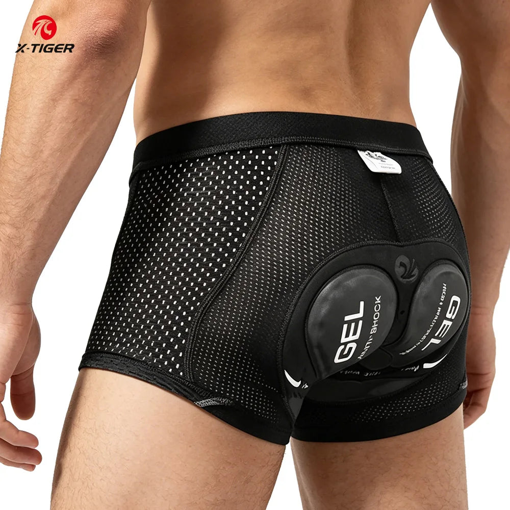 X-TIGER Men's Cycling Underwear with 5D Gel Cushioned MTB Boxer Cycling Shorts Road Cycling Underwear Cycling Equipment Oasis Select Grey XXL
