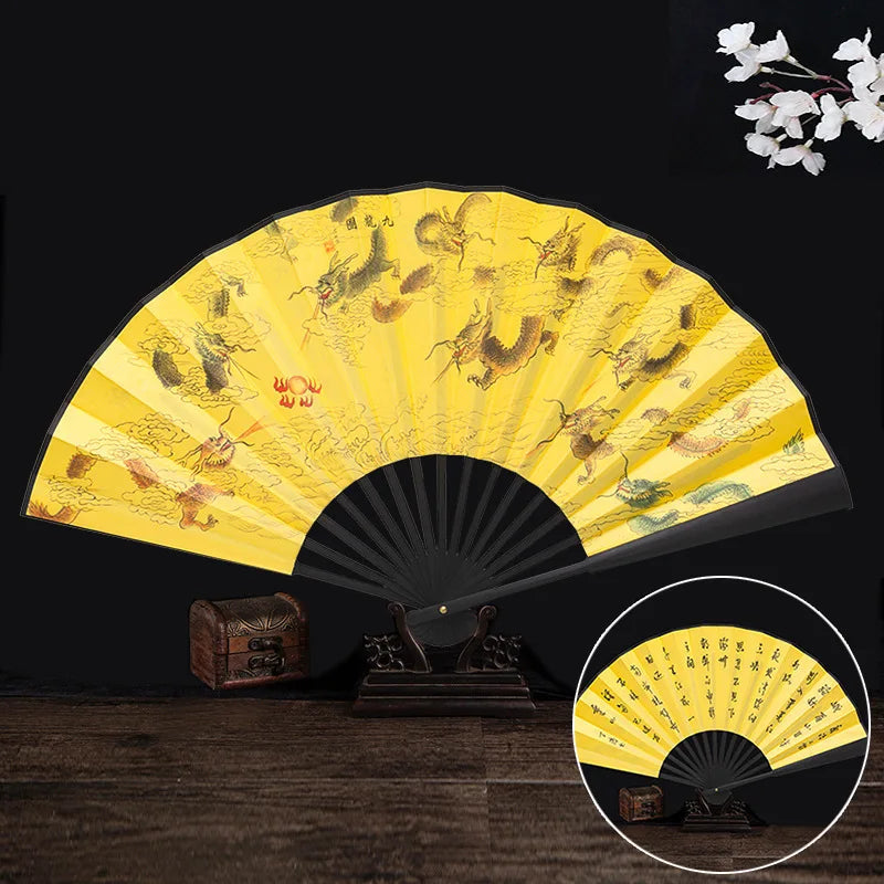 Ancient Folding Fan Chinese Scenic Spots Retro Classic Blank Fan Craft Silk Cloth Fan For Decoration Performance Gift Idea Oasis Select Q