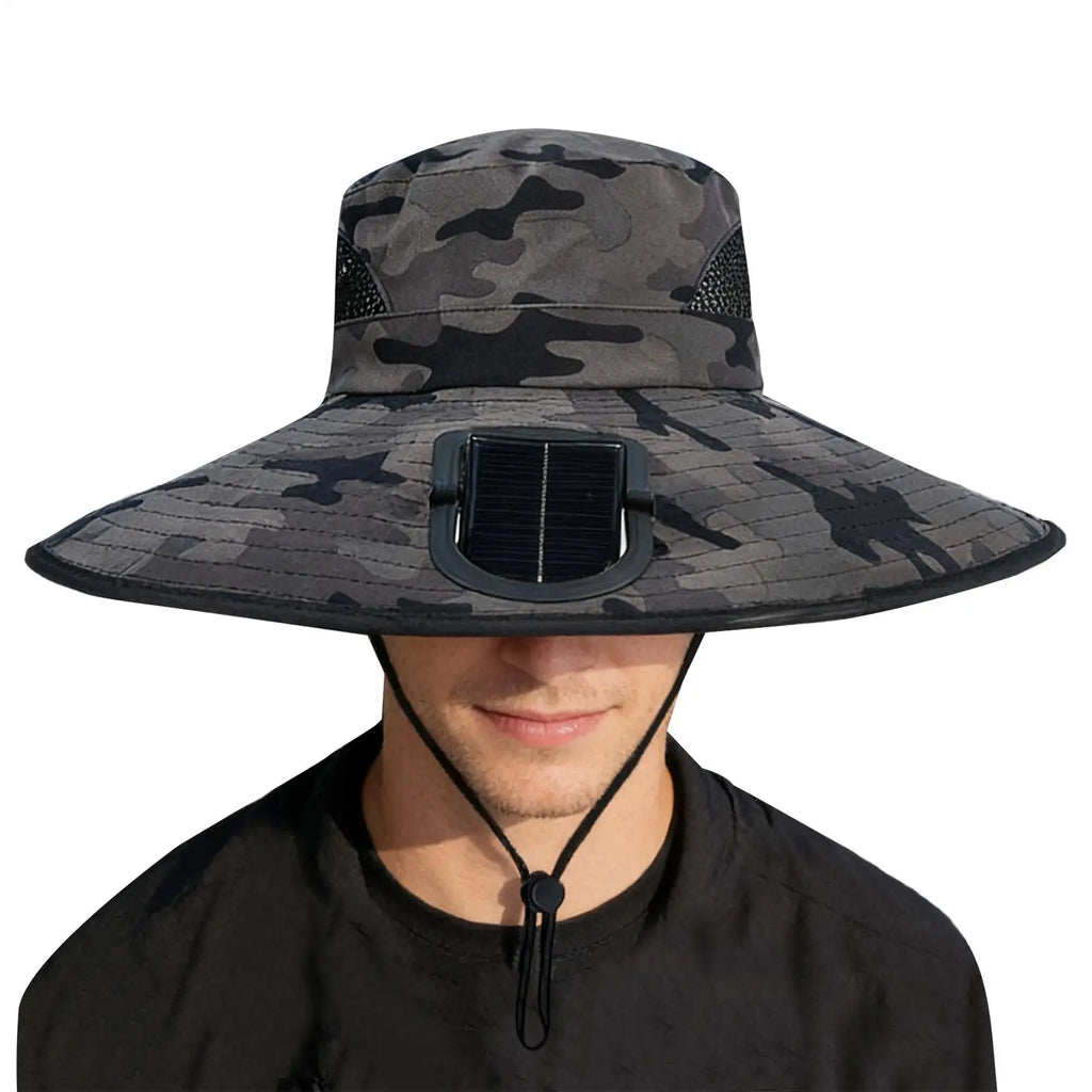 Portable Solar Charging Cap with Fan Fishing Hat For Outdoor Camping Fishing Hiking Sunscreen Fisherman Hat Solar Fan Cap Oasis Select