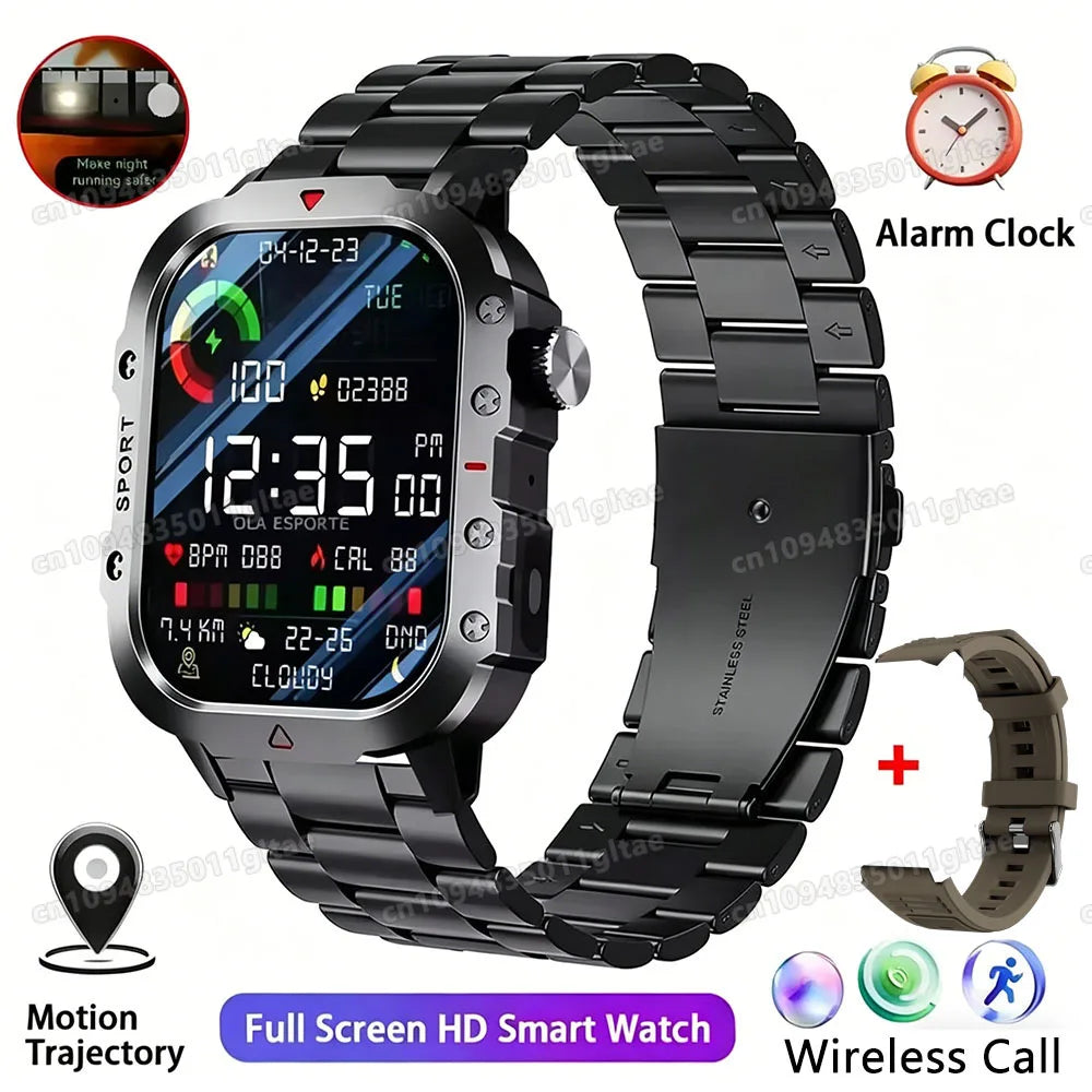 2026 New Military Smart Watch Men IP67 3ATM Outdoor Sports Fitness Tracker Blood Pressure Health Monitor BT Calls GPS Smartwatch Oasis Select Br22BkSzstrap 2.01