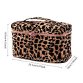 Waterproof Leopard Large Capacity Makeup Case Square Shaped Portable Travel Storage Pouch Fashion Accessory for Ladies Vacation Oasis Select Bag no pendant
