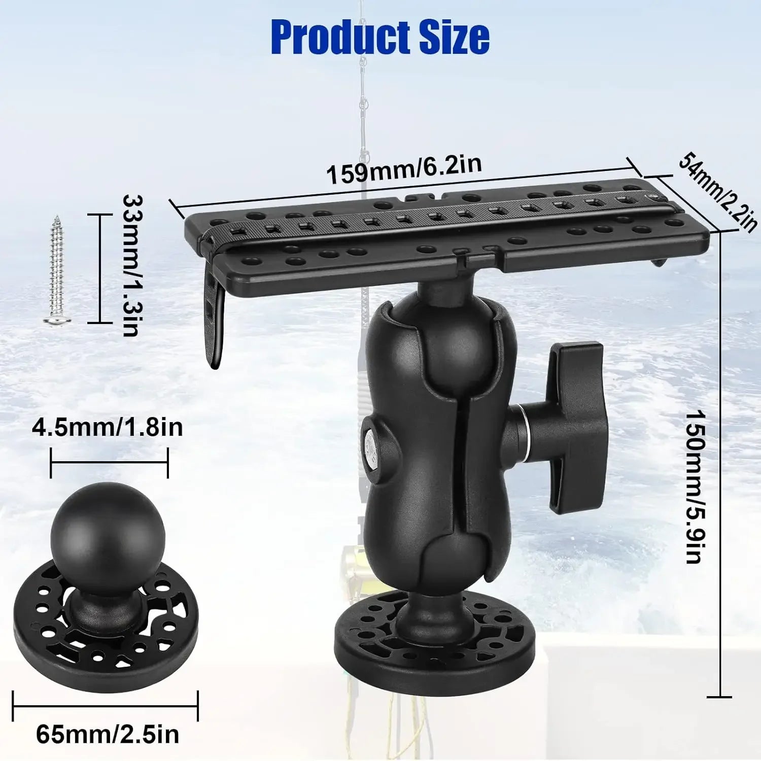 Fish Finder Mount Base GPS Navigation Fish Finder Bracket Marine Electronic Fish Finder Mount Fish Finder Accessories for Boat Oasis Select
