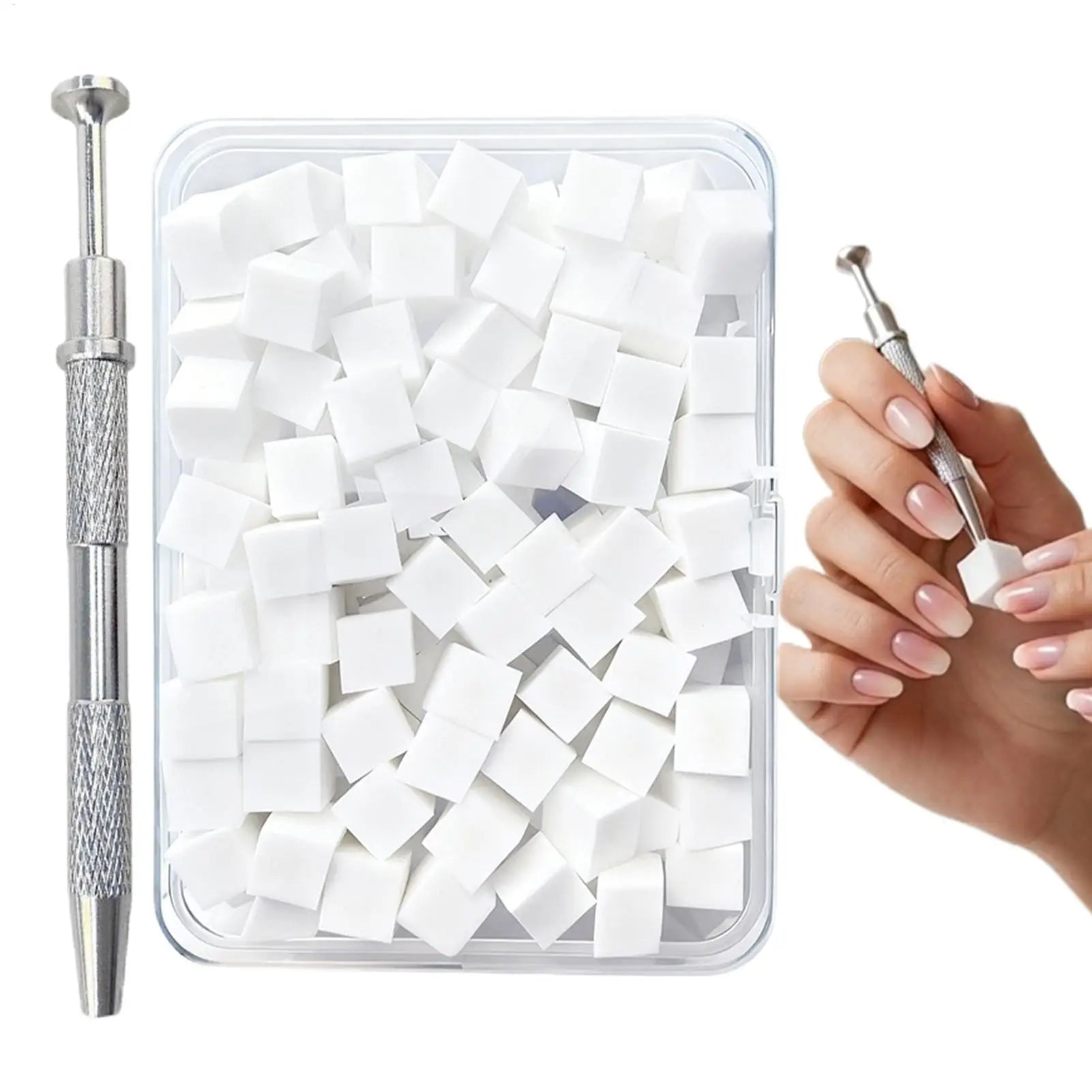 Nail Sponges 100 Pieces Soft Square Professional Beauty Tools with Grabbing Pen Small Nail Sponge for Foot Spa Grooming Party Oasis Select