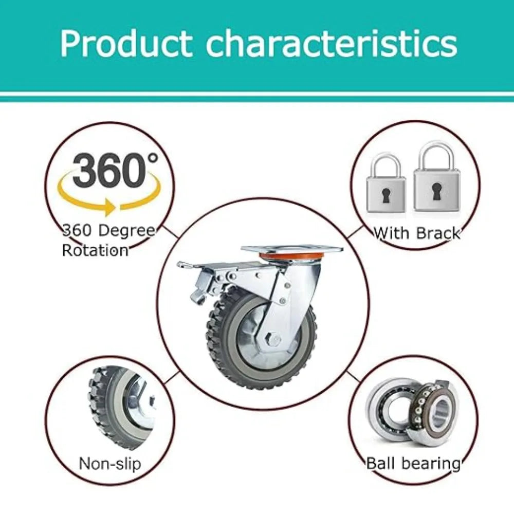 Casters Heavy Loads Rubber Swivel For Furniture Wheels Mover Noiseless Shelf Wheelbarrow Cart Hardwares Transporter Tire Trolley Oasis Select