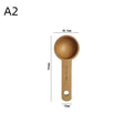 Wooden Measuring Spoon Portable Beech Walnut 7.5-45ML Non-Slip Kitchen Tool for Household Baking Cooking Flour Sugar Measuring Oasis Select A2