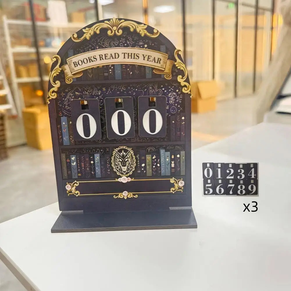 Retro Wooden Reading Challenge Tracker Counter Up To 999 Books Record Keeper Home Classroom Ornament Gift for Book Lovers Oasis Select