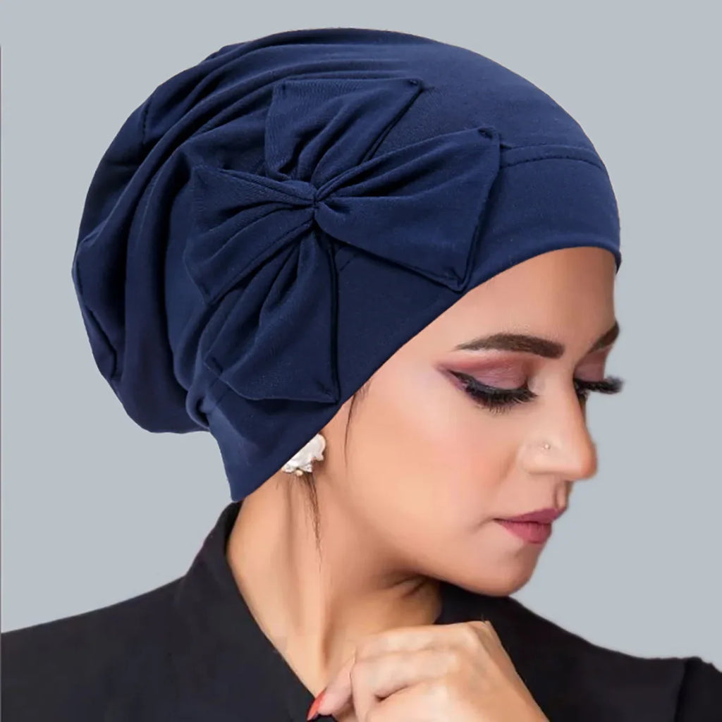 New Muslim Women Inner Hijab Hat Bowknot Turban Indian Bonnet Headscarf Beanies Hair Loss Head Wrap Chemo Cap Turbante Mujer Oasis Select zangqing
