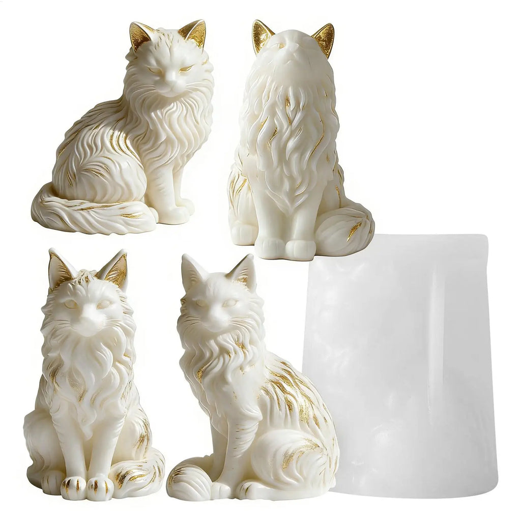 Maine Coon shaped Silicone Mold 3D Cat Design For DIY Candles Soaps Chocolates Resin Etc., Perfect As A Gift Or Home Decoration Oasis Select
