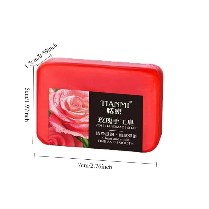 2PCS Rose-Flavored Handmade Essence Soap, Bath and Makeup Removal Handmade Soap, Hydrating and Moisturizing Cleanser Oasis Select