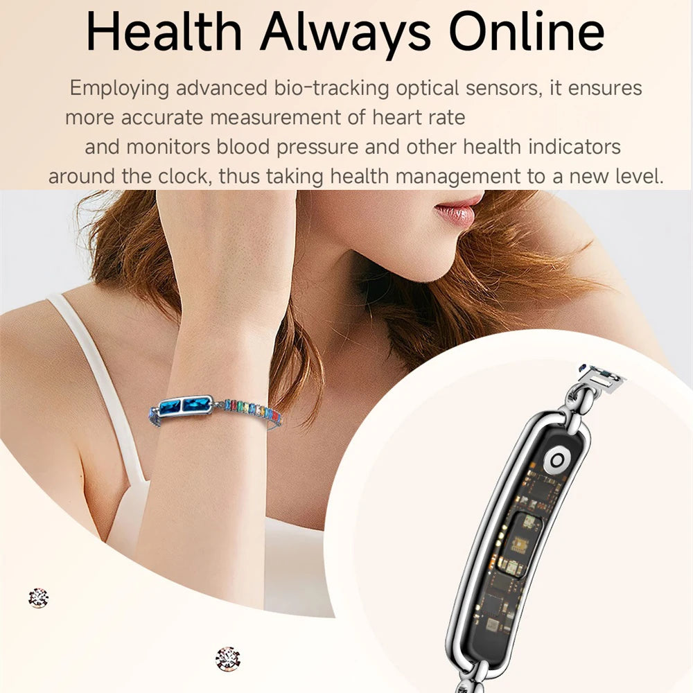 Woman Inlaid With Diamonds Smart Bracelet Sports Health Ms. Bluetooth Wristband Sleep Health Monitor Female Physiological Cycle Oasis Select
