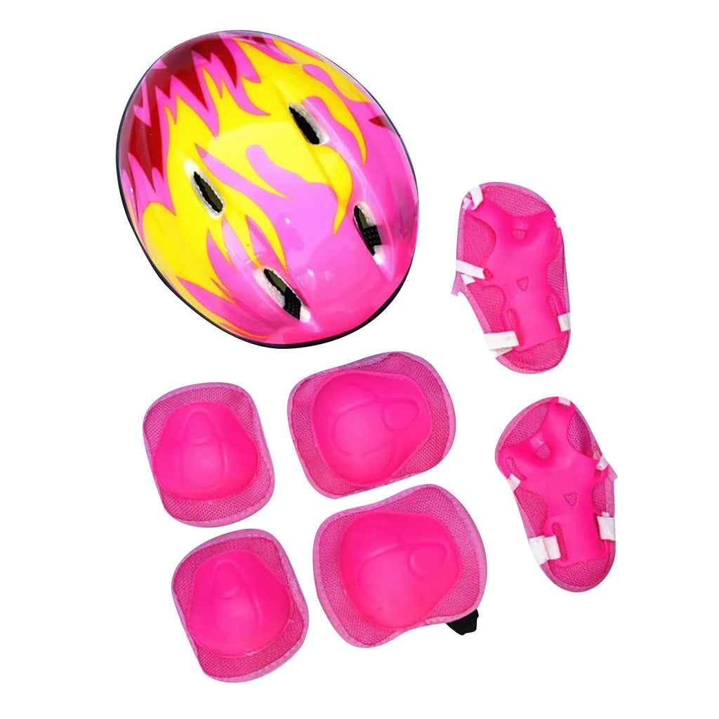 Children Protective Body Gear Safety Protection with Helmet Impact Resistant 7 in 1 Shock-absorbing Breathable for Outdoor Sport Oasis Select Pink One Size