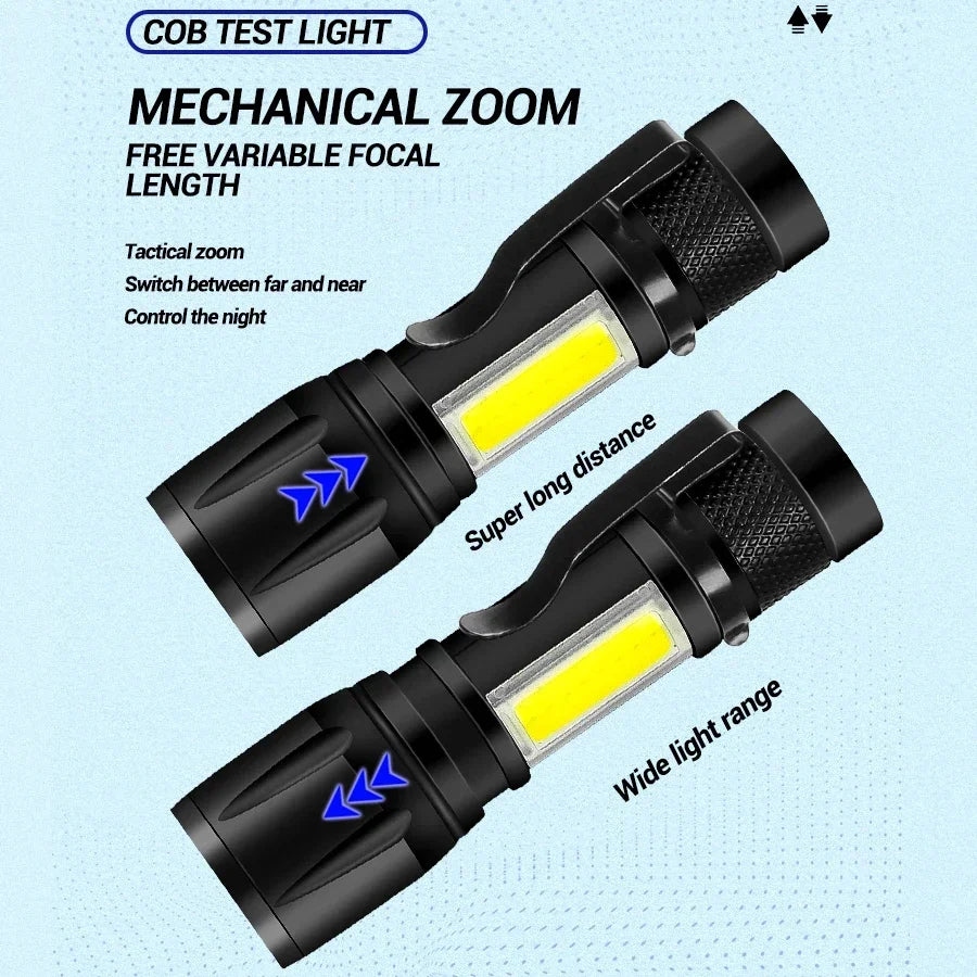 Mini Torch LED Rechargeable Flashlight Portable USB Charging Flashlight High Power Bank Camping Waterproof Long Range Lantern Oasis Select