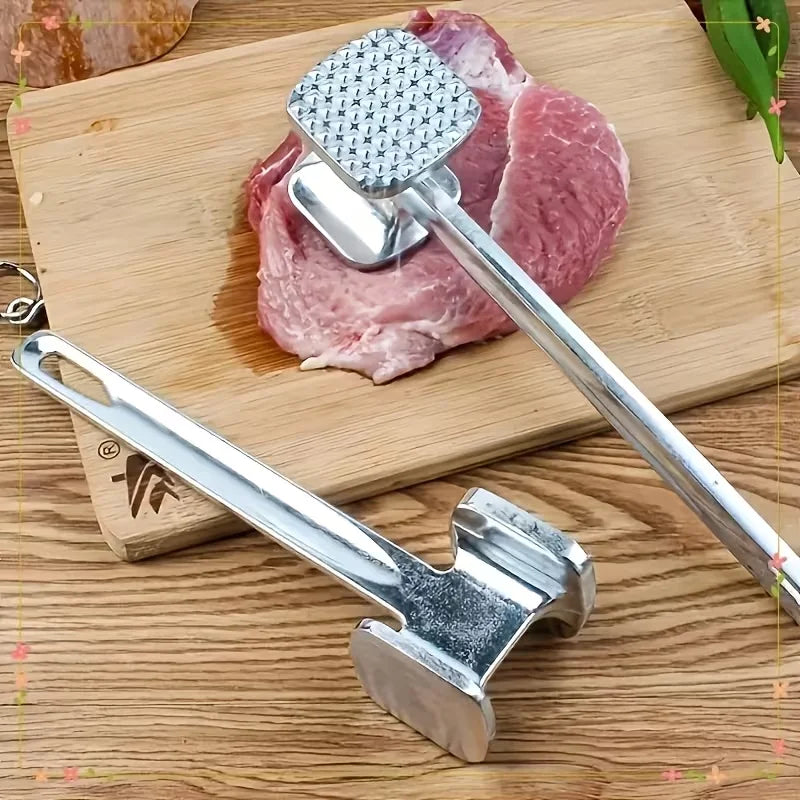 1pc Upgraded Version Heavy Duty Meat Tenderizer Hammer, Stainless Steel Kitchen Tool with Rubber Grip for Effortless Pounding Oasis Select