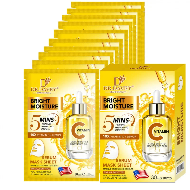 DR.DAVEY Vitamin C Serum Facial Mask – 10 Sheet Masks