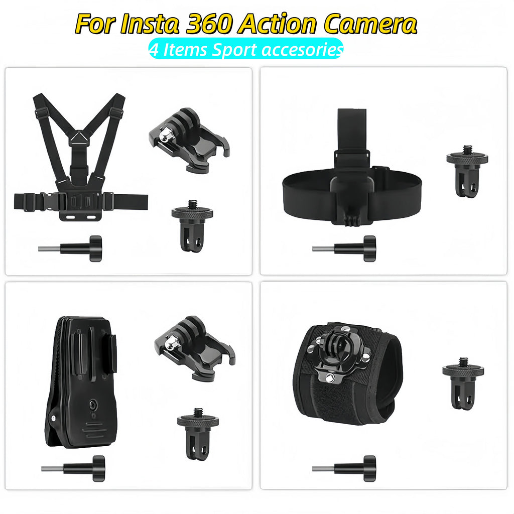 Insta360 X5/X4/X3 Accessories Kit – Chest, Head & Wrist Mount