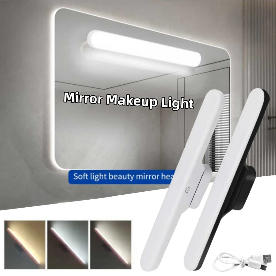 LED Makeup Mirror Light USB Rechargeable Stepless Dimming Magnetic Vanity Lamp For Bedroom Selfie Wardrobe Bathroom Lighting Oasis Select