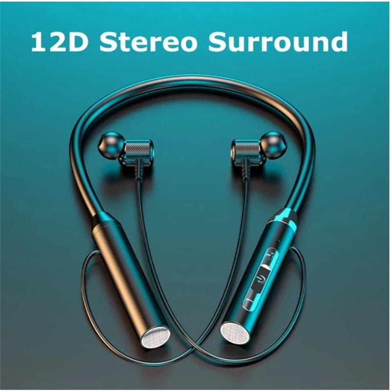 Wireless Headphone Fone Bluetooth 5.0 Neckband Earphones Silicone Hifi Stereo Sports Headset Halter Waterproof Magnetic Earbuds Oasis Select Black