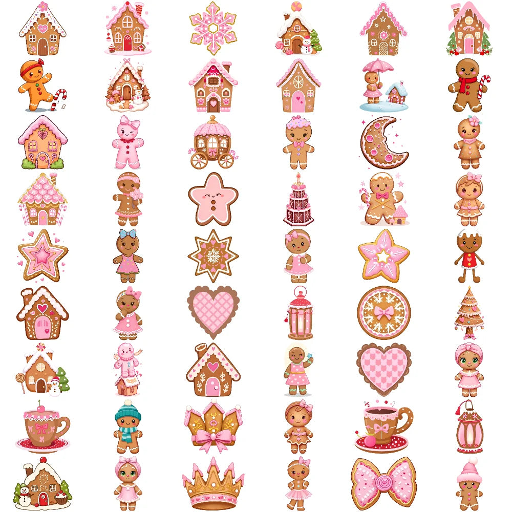 54-Piece Gingerbread Temporary Tattoo Stickers – Waterproof 3D