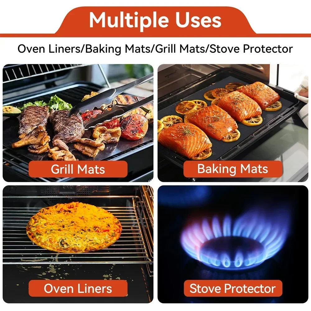 Reusable Non-Stick Oven Liners, Heat Resistant Teflon Protector Mat for Bottom of Electric & Gas Oven, Grill Mats for Roasting Oasis Select