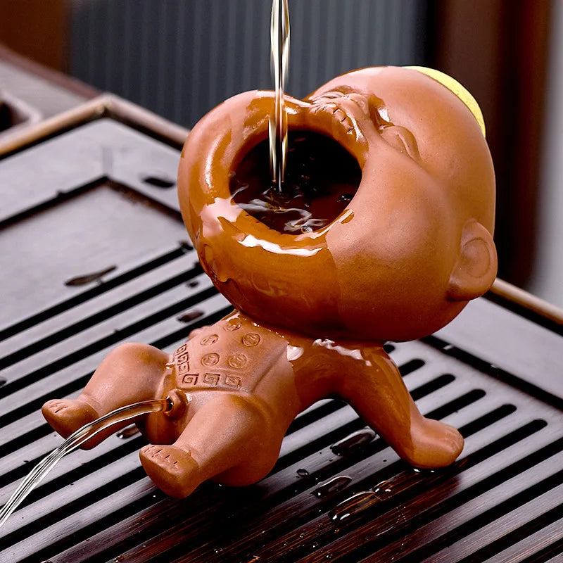 Purple Clay Urinating Boy Tea Pet – Kung Fu Tea Decor Gift Tea Pet Figurine Oasis Select