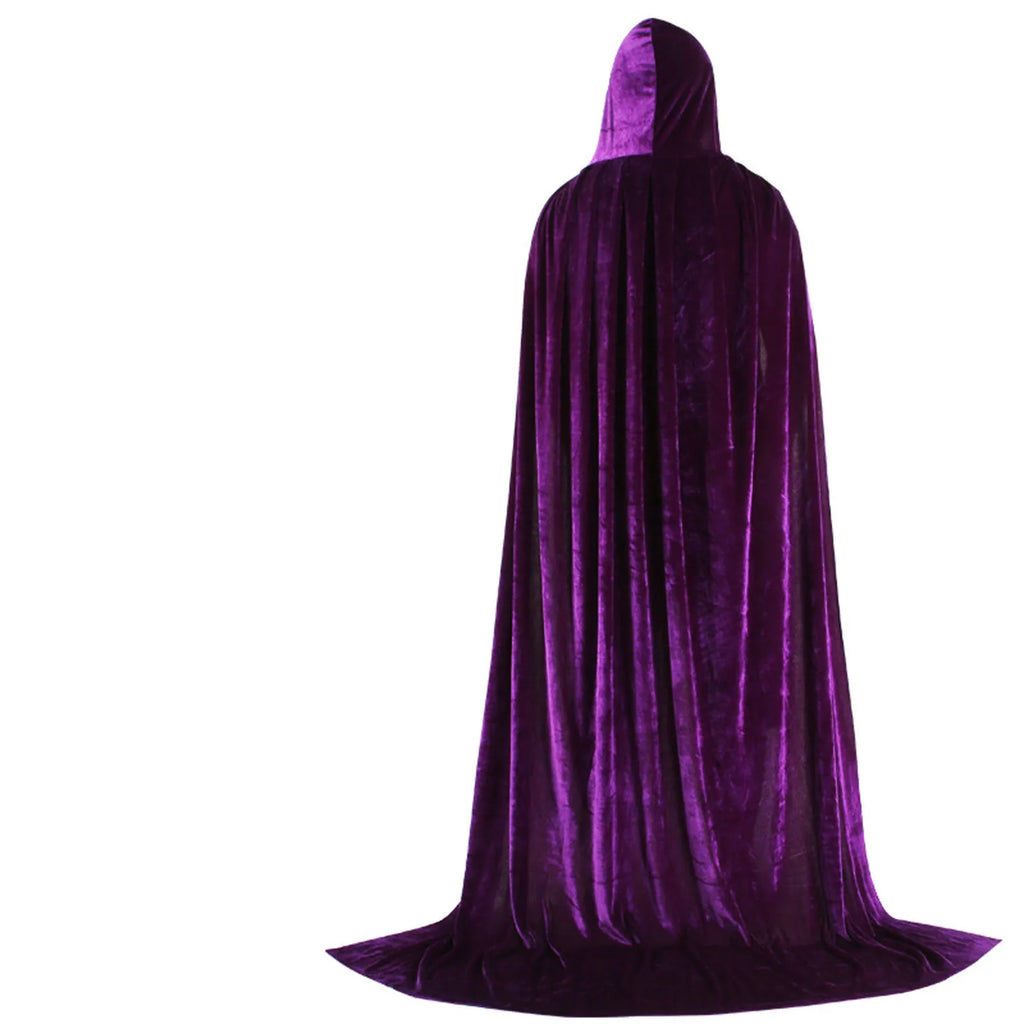 Hood Cloak Cosplay Medieval Long Cape Halloween Party Women Men Adult Long Mage Witchcraft Wicca Robe Conceal Gown Reenactment Oasis Select Purple 130